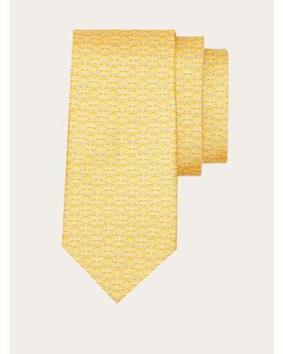 Ferragamo Totem Print Silk Tie - Yellow