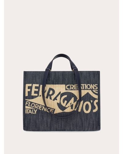 Ferragamo Tote Bag With Logo (m) - Blue