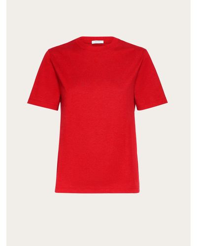 Ferragamo Damen T-Shirt aus Biobaumwolle - Rot