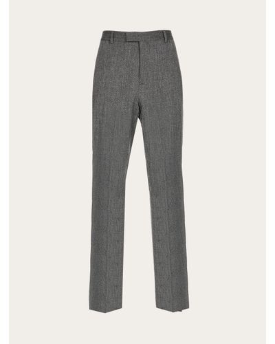 Ferragamo Men Flat Front Tailored Trouser - Gray