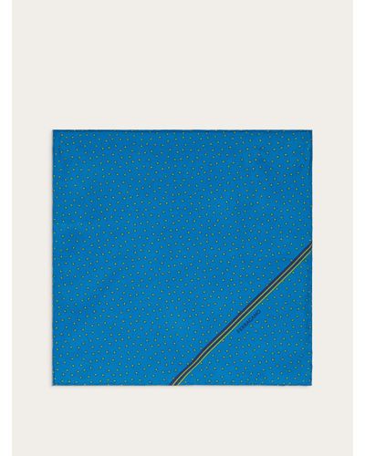 Ferragamo Star Print Pocket Square - Blue