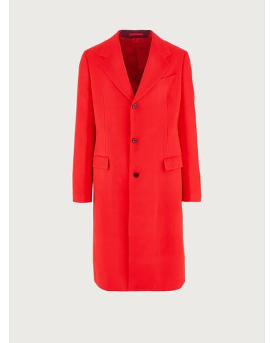 Ferragamo Herren Einreihiger Mantel mit nuanciertem Print - Rot