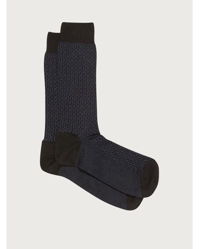 Ferragamo Men Medium Gancini Sock - Black