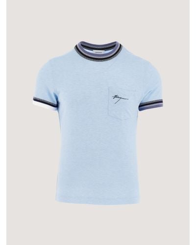 Ferragamo Herren T-Shirt mit Farbblock-Kanten - Blau