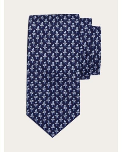 Ferragamo Shark Print Silk Tie - Blue