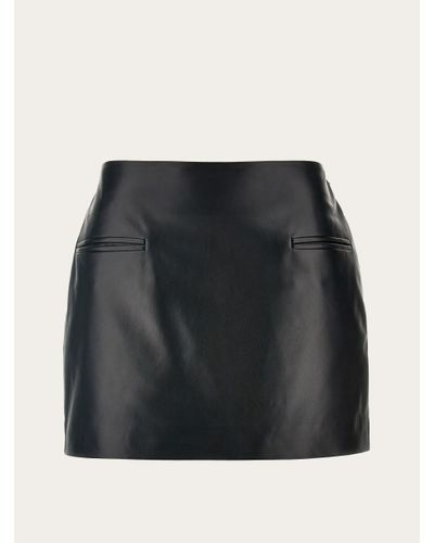 Ferragamo Leather Mini Skirt - Black