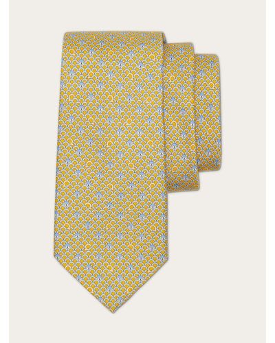 Ferragamo Fox Print Silk Tie - White