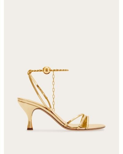 Ferragamo Sandal With Ankle Chain - Natural