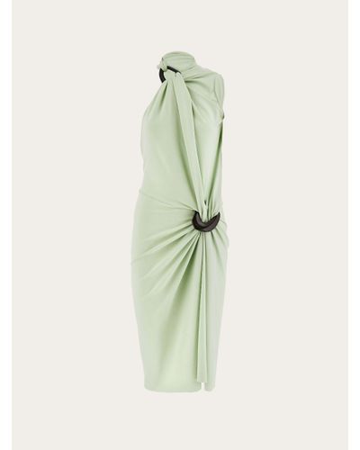 Ferragamo Asymmetric Gathered Dress - Green