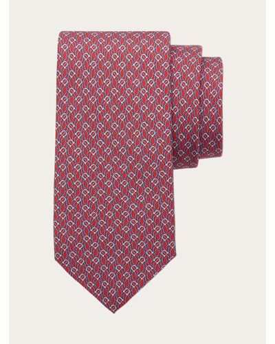 Ferragamo Tetris Print Silk Tie - Pink