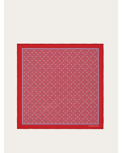 Ferragamo Fox Print Pocket Square - Red