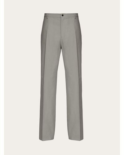 Ferragamo Men Silk And Viscose Tailored Trouser - Gray