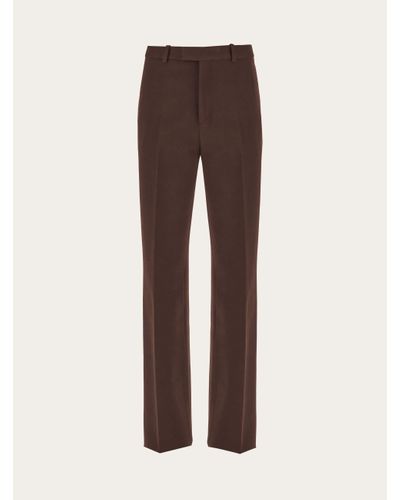 Ferragamo Men Flat Front Tailored Trouser - Brown