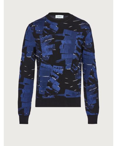 Ferragamo Palme Print Sweater - Blue