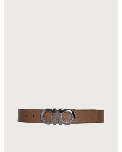 Ferragamo Adjustable & Reversible Gancini Leather Belt - Brown