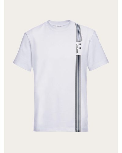 Ferragamo Men Short Sleeved T-shirt With College Stripes - White