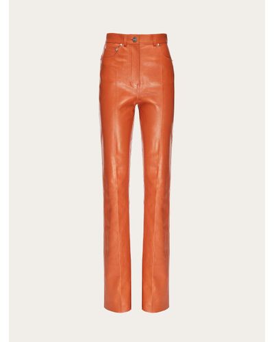 Ferragamo Damen 5-Pocket-Hose aus Nappa - Orange