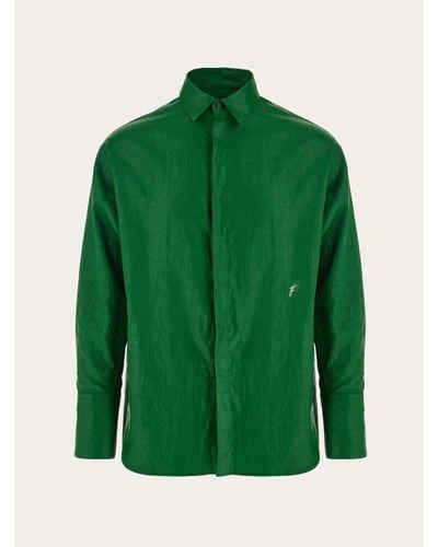 Ferragamo Coated Linen Shirt - Green