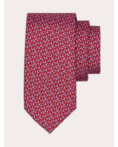 Ferragamo Men Giraffe Print Silk Tie - Pink