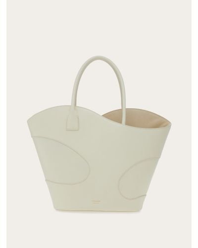 Ferragamo Tote Bag With Cut-Out Detailing - Natural