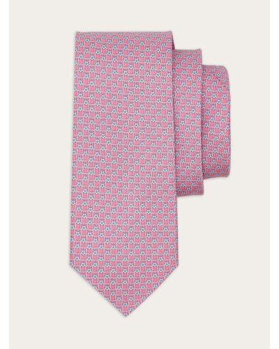 Ferragamo Football Print Silk Tie - Pink