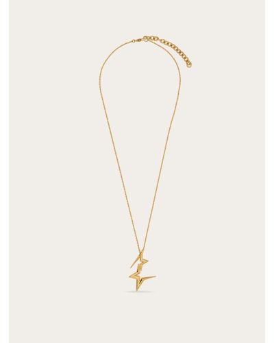 Ferragamo Necklace With Double Star Pendant - Natural