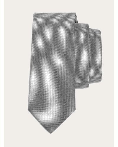 Ferragamo Cotton And Silk Piquet Tie - Grey