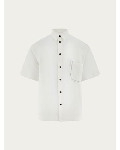 Ferragamo Herren Kurzärmeliges Bowlinghemd Weiß