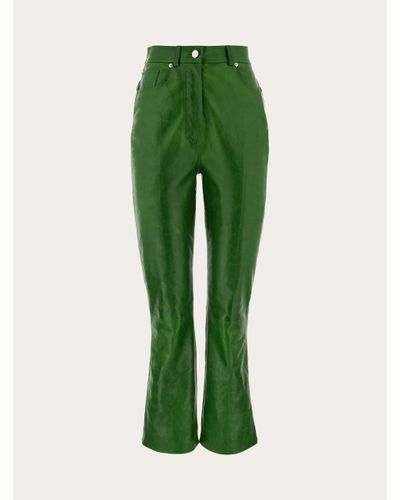 Ferragamo Women Five Pocket Nappa Trouser - Green