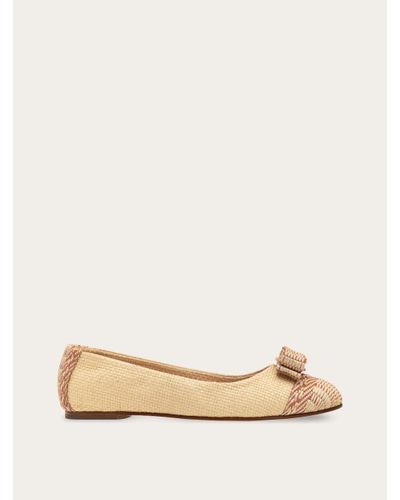 Ferragamo Raffia Varina Ballet Flat - Natural