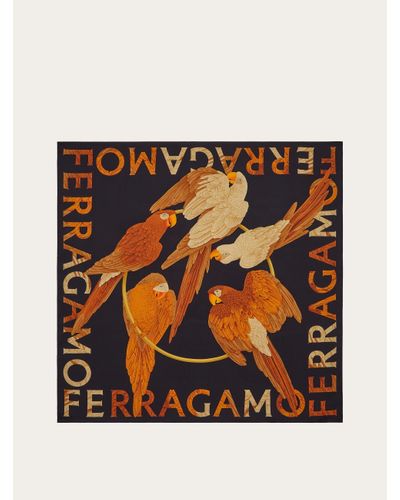 Ferragamo Foulard in seta stampa Pappagallo - Multicolore