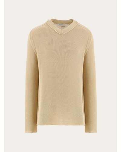 Ferragamo V-neck Sweater - Natural