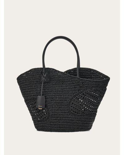 Ferragamo Tote Bag With Cut-out Detailing (l) - Black