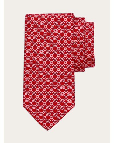 Ferragamo Wave Print Silk Tie - Red