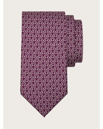 Ferragamo Gancini Print Silk Tie - Purple