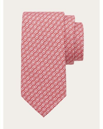 Ferragamo Woven Print Silk Tie - Pink