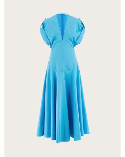 Ferragamo Damen Kleid Mit Tellerrock - Blau