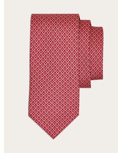 Ferragamo Tonal Gancini Silk Tie - Red