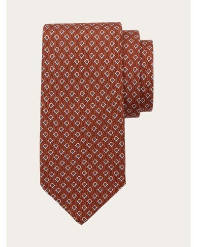 Ferragamo Tetris Print Silk Tie - Brown