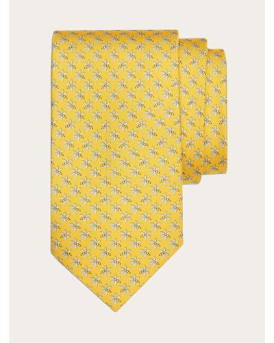 Ferragamo Bee Print Silk Tie - Yellow
