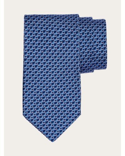 Ferragamo Hommes Cravate En Soie Imprimé Soleil Bleu