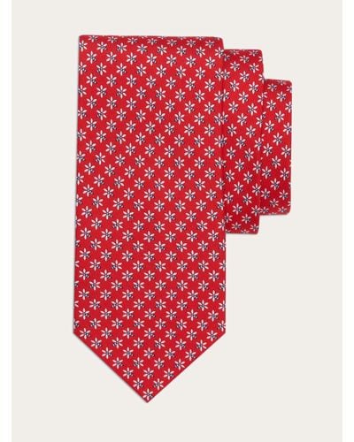 Ferragamo Bee Print Silk Tie - Red