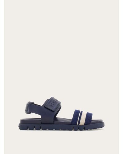 Ferragamo Men Sandal With Velcro Fastening - Blue