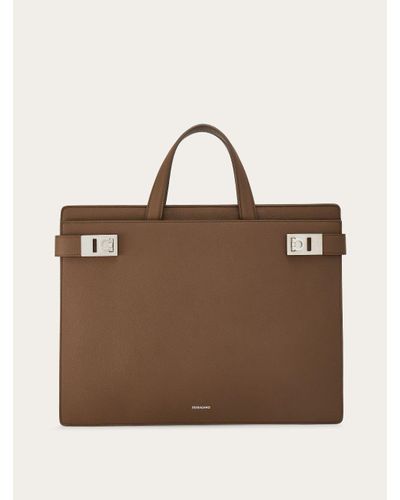 Ferragamo Briefcase with Gancini buckles - Marron