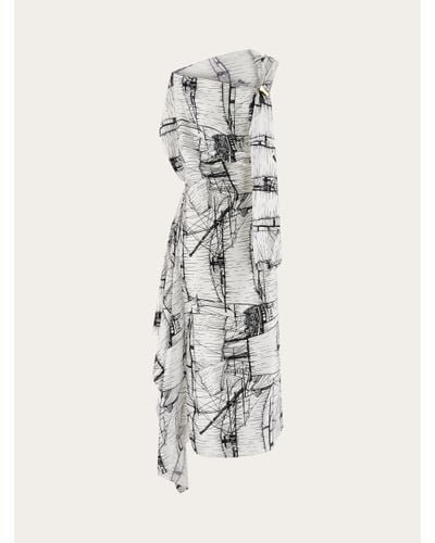 Ferragamo Asymmetric Silk Dress - White
