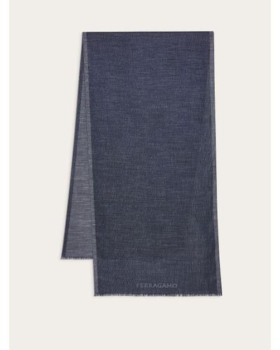 Ferragamo Cashmere-blend jacquard scarf - Bleu