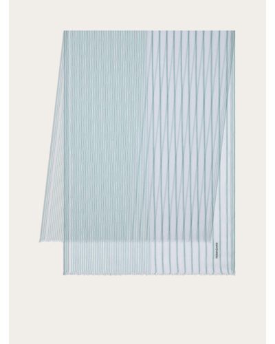 Ferragamo Jacquard Striped Stole - Blue