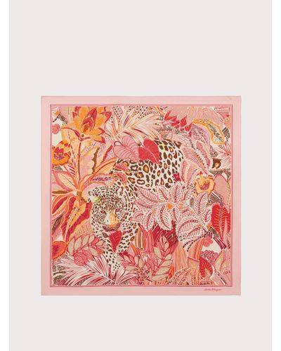Ferragamo Batik Print Silk Scarf - Pink