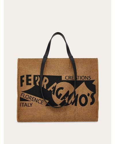 Ferragamo Tote Bag With Logo (L) - Natural