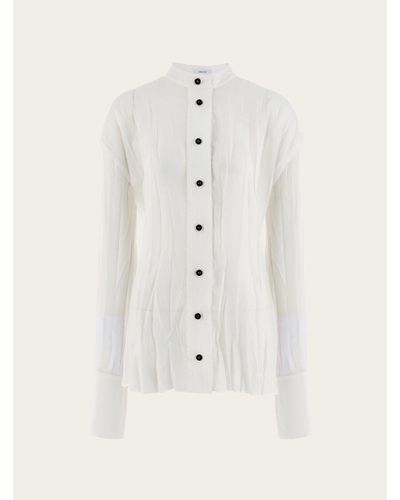Ferragamo Camicia con plissé irregolare - Bianco